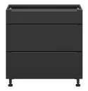 BRW Кухонный цокольный шкаф Sole L6 80 см с выдвижными ящиками черный матовый, черный/черный матовый FM_D3S_80/82_2SMB/SMB-CA/CAM фото thumb №1
