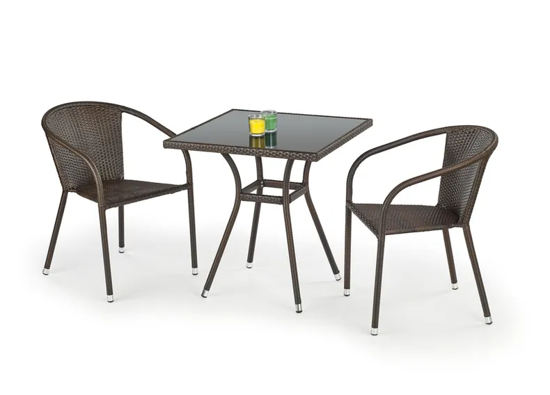 Садовий стіл HALMAR MOBIL, колір: скло - чорний, ротанг - коричневий (1шт=1шт) фото №2