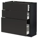 IKEA METOD МЕТОД / MAXIMERA МАКСИМЕРА, напольный шкаф с 3 ящиками, черный / никебо матовый антрацит, 80x37 см 994.977.94 фото thumb №1