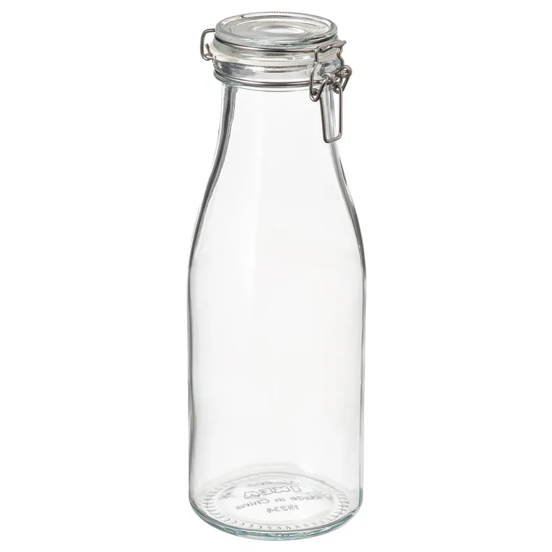 IKEA KORKEN КОРКЕН, банка с крышкой, в форме бутылки, прозрачное стекло, 1.4 l 505.413.74 фото №1