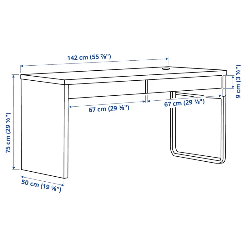 IKEA MICKE МИККЕ, письменный стол, черно-коричневый, 142x50 см 602.447.45 фото №6