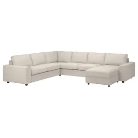 IKEA VIMLE ВІМЛЕ, кутовий диван, 5-місний з кушеткою, з широкими підлокітниками/ГУННАРЕД бежевий 094.018.28 фото