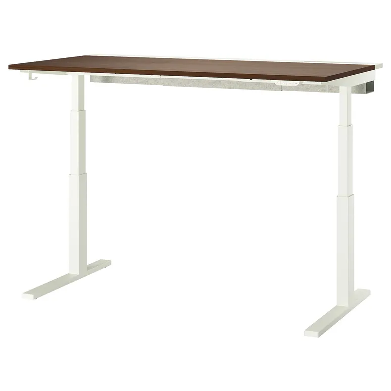 IKEA MITTZON МІТТЗОН, стіл регульований, електричний горіх / білий, 160x80 см 295.303.44 фото №1