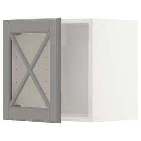 IKEA METOD МЕТОД, навесной шкаф со стеклянной дверцей, белый / бодбинский серый, 40x40 см 393.950.29 фото