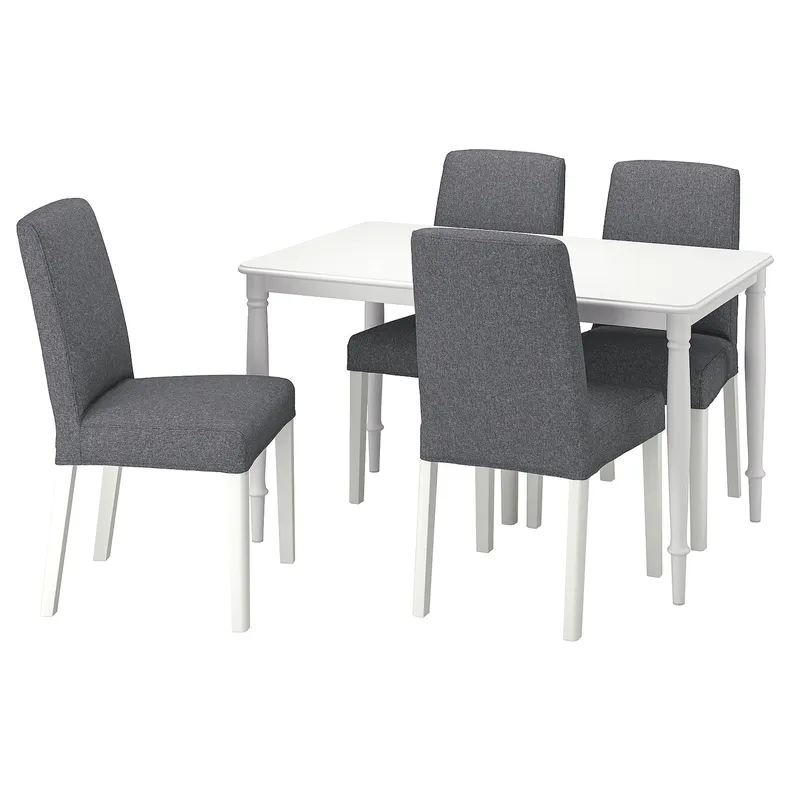 IKEA DANDERYD ДАНДЕРЮД / BERGMUND БЕРГМУНД, стіл+4 стільці, білий / Gunnared середньо-сірий, 130 см 495.442.55 фото №1