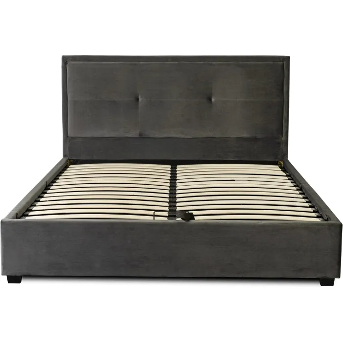 Кровать двуспальная бархатная MEBEL ELITE ANDRE Velvet, 160x200 см, серый фото №1
