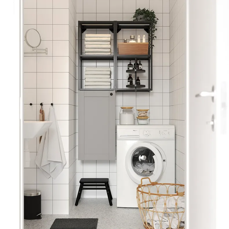 IKEA ENHET ЭНХЕТ, комбинация д / хранения, антрацит / серый каркас, 80x32x150 см 195.479.29 фото №3