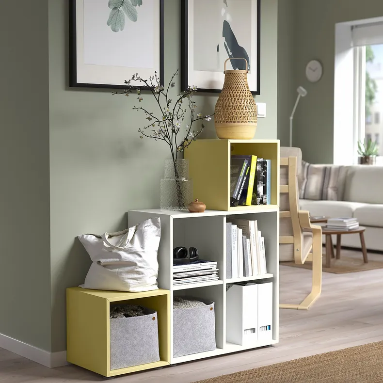 IKEA EKET ЭКЕТ, комбинация шкафов с ножками, белый / бледно-желтый, 105x35x107 см 495.218.43 фото №2