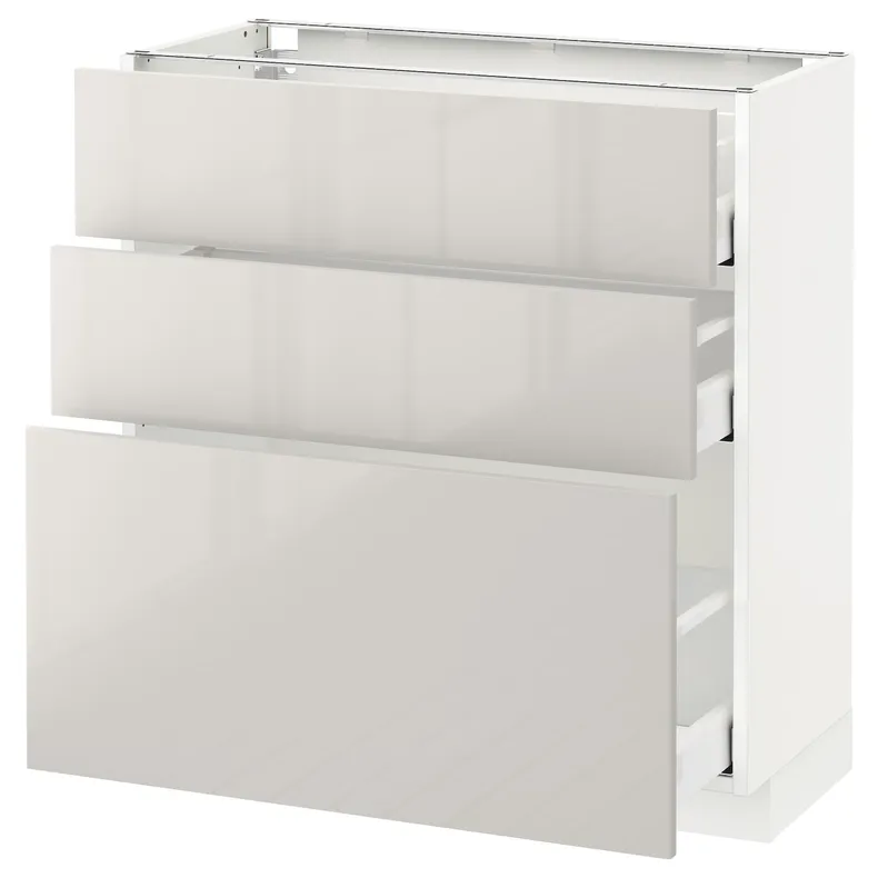 IKEA METOD МЕТОД / MAXIMERA МАКСИМЕРА, напольный шкаф с 3 ящиками, белый / светло-серый, 80x37 см 791.426.00 фото №1