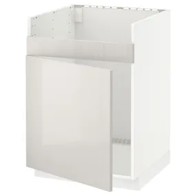 IKEA METOD МЕТОД, напольный шкаф для мойки ХАВСЕН, белый / светло-серый, 60x60 см 294.612.27 фото