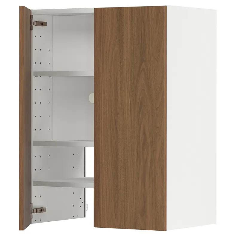 IKEA METOD МЕТОД, навесной шкаф д / вытяжки / полка / дверь, белый / Имитация коричневого ореха, 60x80 см 095.189.27 фото №1