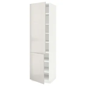 IKEA METOD МЕТОД, висока шафа із полицями / 2 дверцят, білий / Ringhult світло-сірий, 60x60x220 см 194.630.95 фото