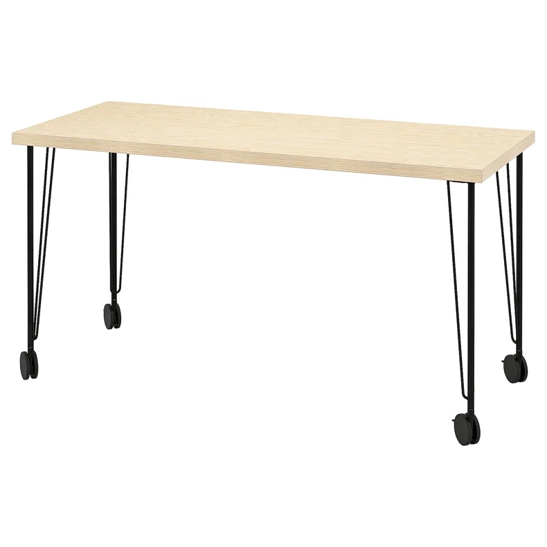 IKEA MITTCIRKEL МІТТЦІРКЕЛЬ / KRILLE КРІЛЛЕ, письмовий стіл, жива сосна з ефектом чорного кольору, 140x60 см 595.101.51 фото №1