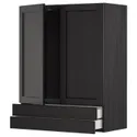 IKEA METOD МЕТОД / MAXIMERA МАКСИМЕРА, навесной шкаф / 2дверцы / 2ящика, черный / Лерхиттан с черными пятнами, 80x100 см 094.591.69 фото thumb №1