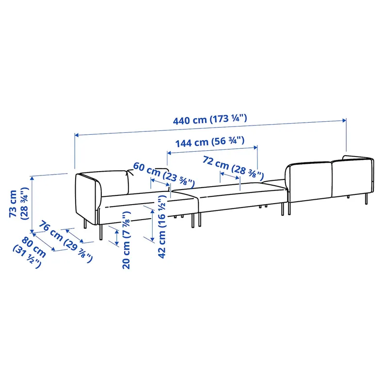 IKEA LILLEHEM ЛІЛЛЕХЕМ, 6-м модульний диван, ГУННАРЕД/темно-сірий деревина 795.362.11 фото №4