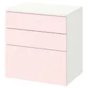 IKEA SMÅSTAD СМОСТАД / PLATSA ПЛАТСА, комод с 3 ящиками, белый / бледно-розовый, 60x42x63 см 594.201.60 фото thumb №1