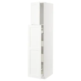 IKEA METOD МЕТОД / MAXIMERA МАКСИМЕРА, высокий шкаф / выдвижн секция / 1дв / 4ящ, белый Энкёпинг / белая имитация дерева, 40x60x200 см 194.735.65 фото