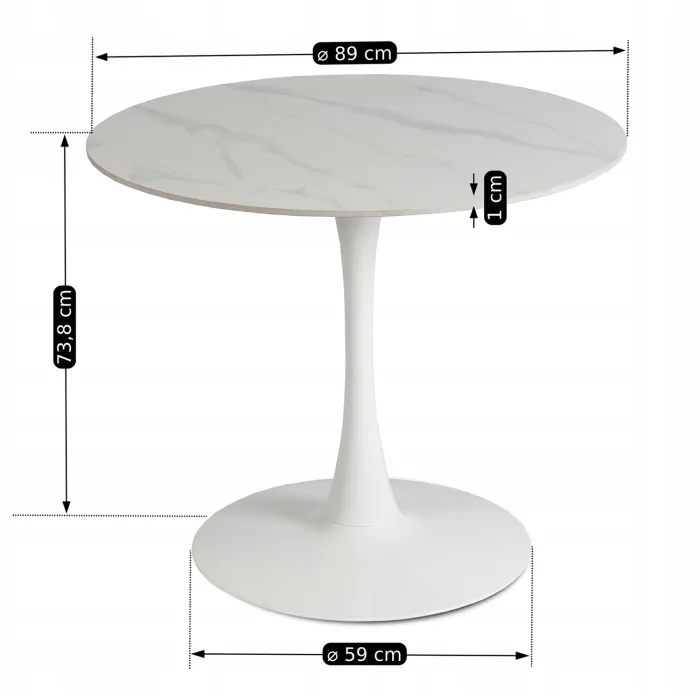 Стол круглый с эффектом мрамора MEBEL ELITE SANDER 90 см, белый фото №10