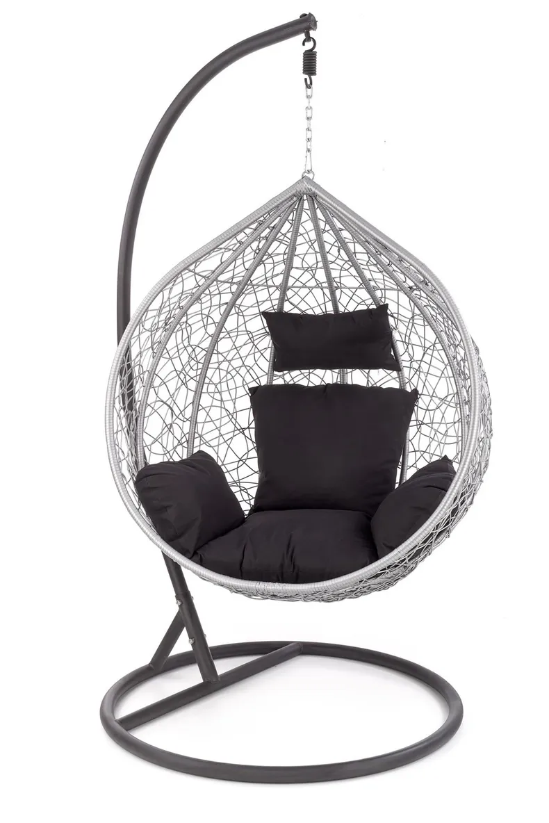 Садове крісло, кокон HALMAR EGGY, сірий / чорний фото №1