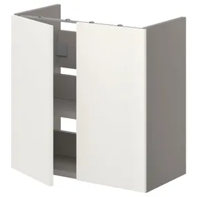 IKEA ENHET ЕНХЕТ, підлог шафа д/раковин з полиц/дврц, сірий/білий, 60x32x60 см 793.236.29 фото