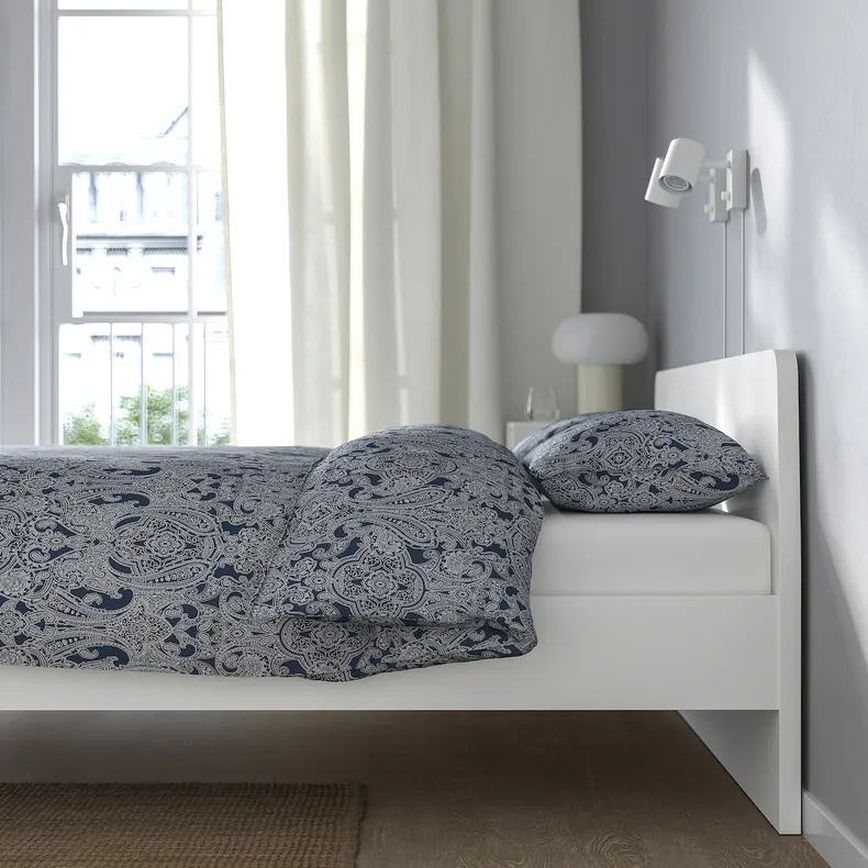 IKEA ASKVOLL АСКВОЛЬ, каркас кровати, белый / Линдбоден, 160x200 см 694.948.72 фото №6