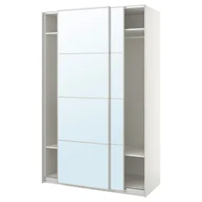 IKEA PAX ПАКС / AULI АУЛІ, гардероб із розсувними дверцятами, білий / дзеркальний, 150x66x236 см 895.613.56 фото