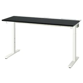 IKEA MITTZON МІТТЗОН, письмовий стіл, окл попелястий фарбований чорний/білий, 140x60 см 795.280.46 фото