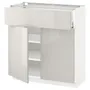 IKEA METOD МЕТОД / MAXIMERA МАКСИМЕРА, напольный шкаф с ящиком / 2дверцами, белый / светло-серый, 80x37 см 794.591.61 фото