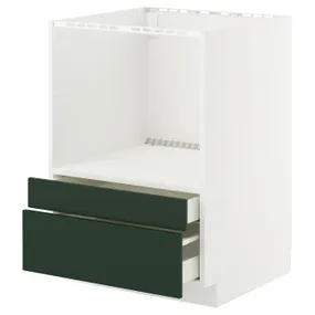 IKEA METOD МЕТОД / MAXIMERA МАКСИМЕРА, напольный шкаф д/комби СВЧ/ящики, белый/Гавсторп темно-зеленый, 60x60 см 095.575.46 фото