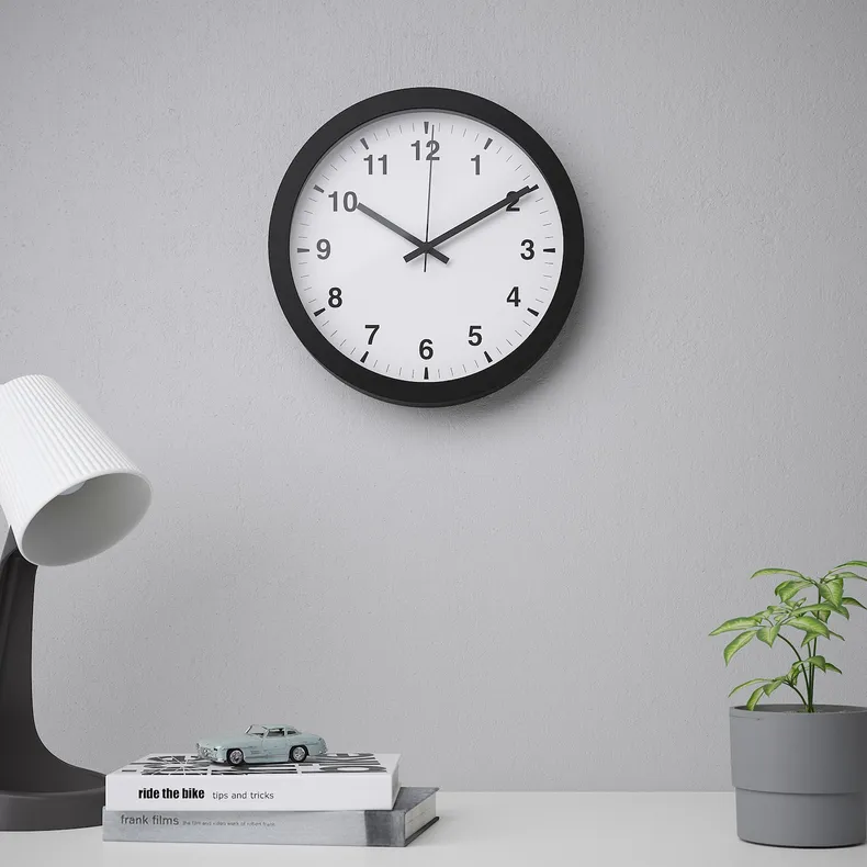 IKEA TJALLA ТЙАЛЛА, настінний годинник, низька напруга / чорний, 28 см 405.408.84 фото №2