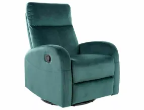 Кресло-реклайнер с функцией качания бархатное SIGNAL OLYMPUS Velvet, Bluvel 78 - зеленый фото