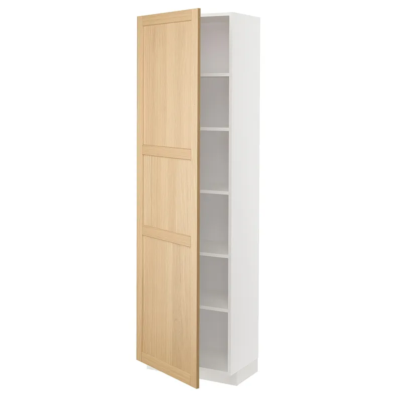 IKEA METOD МЕТОД, высокий шкаф с полками, белый / дуб форсбака, 60x37x200 см 095.094.14 фото №1