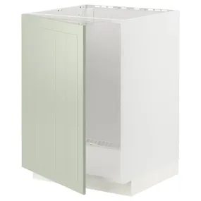 IKEA METOD МЕТОД, напольный шкаф для мойки, белый / светло-зеленый, 60x60 см 094.868.46 фото