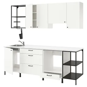 IKEA ENHET ЕНХЕТ, кухня, антрацит/білий, 243x63.5x222 см 993.381.06 фото