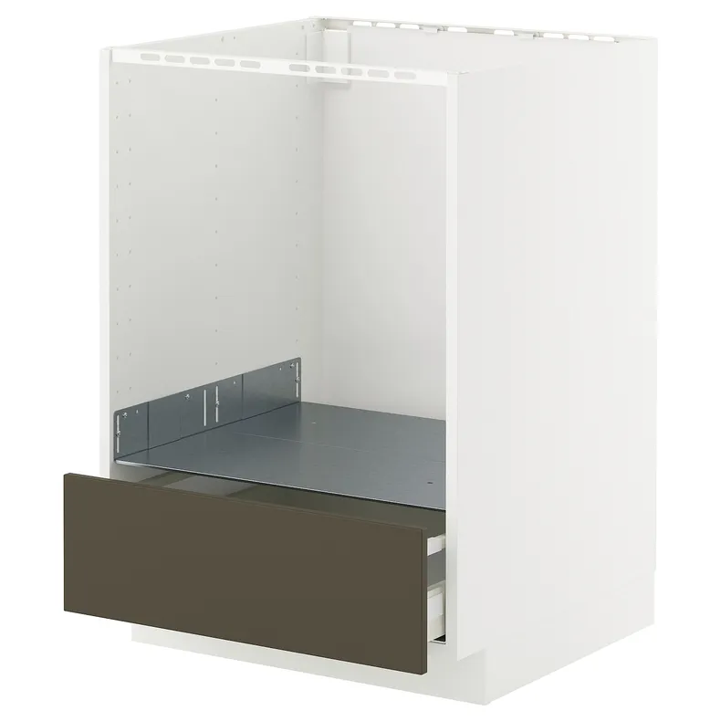IKEA METOD МЕТОД / MAXIMERA МАКСИМЕРА, напольный шкаф д/духовки, с ящиком, белый/гавсторпский коричневый/бежевый, 60x60 см 495.585.96 фото №1