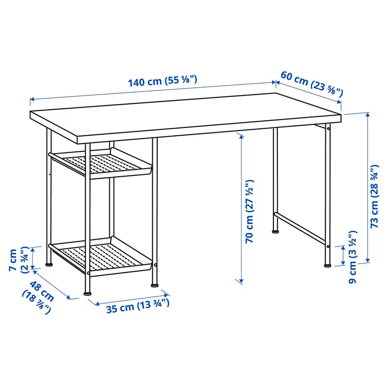 IKEA MITTCIRKEL МІТТЦІРКЕЛЬ / SPÄND СПЕНД, письмовий стіл, Ефект живої сосни/білизни, 140x60 см 995.689.32 фото №5