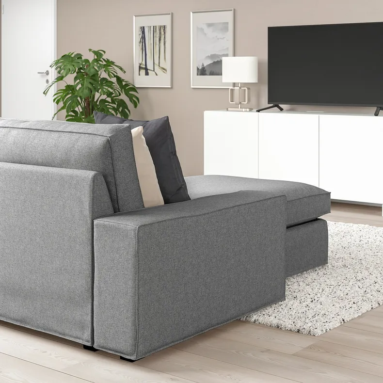 IKEA KIVIK КИВИК, угловой 5-местный диван с козеткой, Тибблби бежевый / серый 594.404.79 фото №4