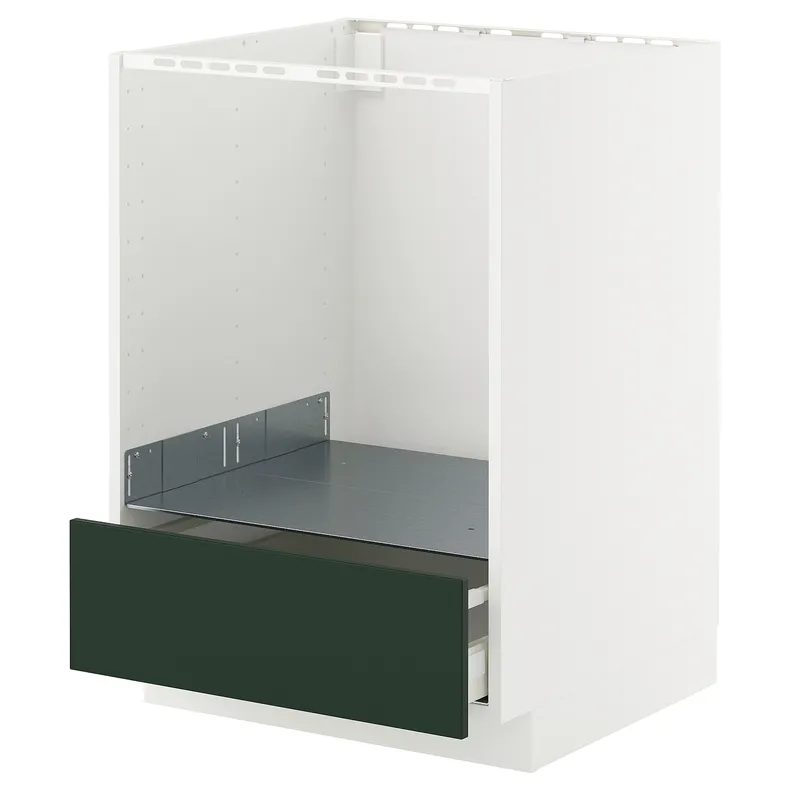 IKEA METOD МЕТОД / MAXIMERA МАКСИМЕРА, напольный шкаф д/духовки, с ящиком, белый/Гавсторп темно-зеленый, 60x60 см 795.565.67 фото №1
