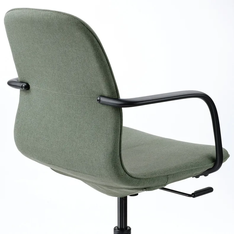 IKEA LÅNGFJÄLL ЛОНГФЬЕЛЛЬ, рабочий стул с подлокотниками, Окрашенный в зеленый / серый / черный цвет 395.077.29 фото №6