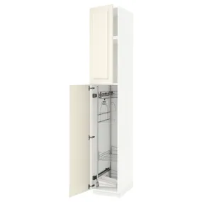 IKEA METOD МЕТОД, висока шафа із приладд д / прибирання, білий / БУДБІН кремово-білий, 40x60x240 см 194.568.58 фото