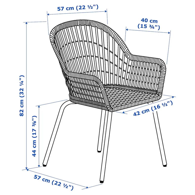 IKEA NILSOVE НІЛЬСОВЕ, стілець із підлокітниками, ротанг/білий 504.343.12 фото №12