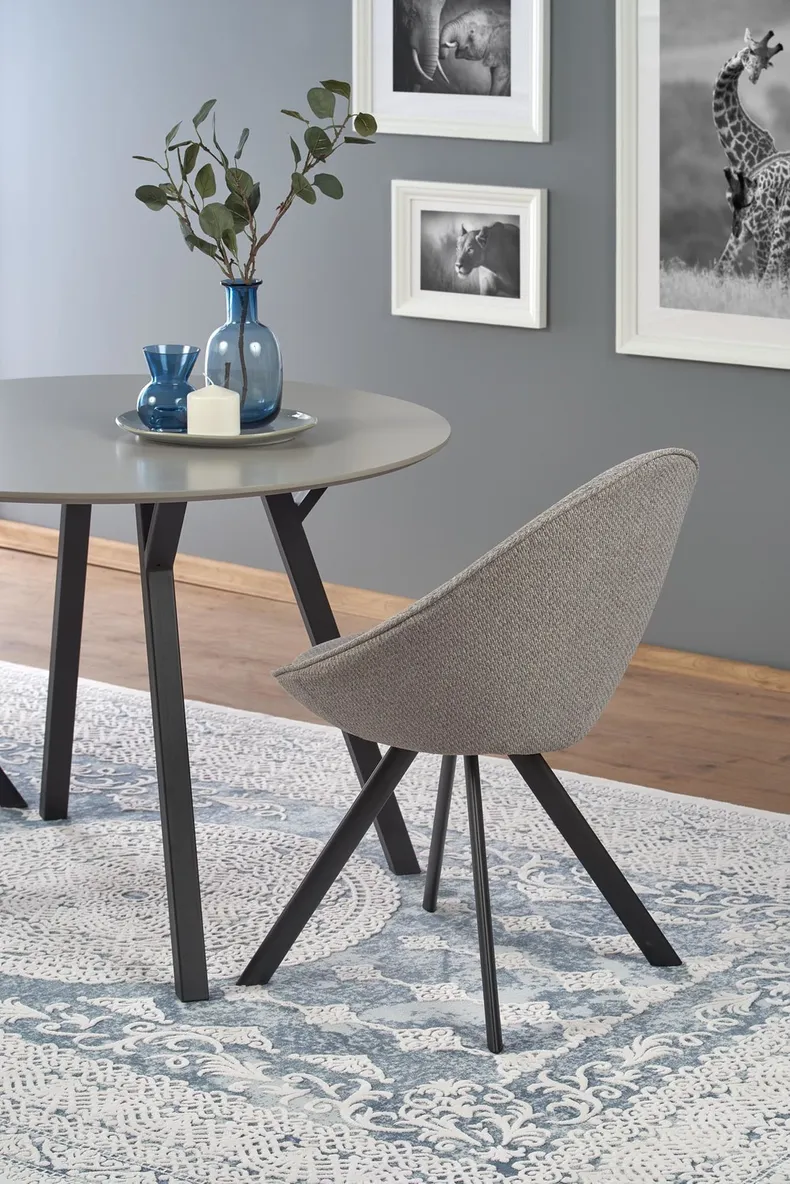 Круглый стол кухонный HALMAR BALROG 100x100 см, каркас - черный, столешница - светло-серая фото №10