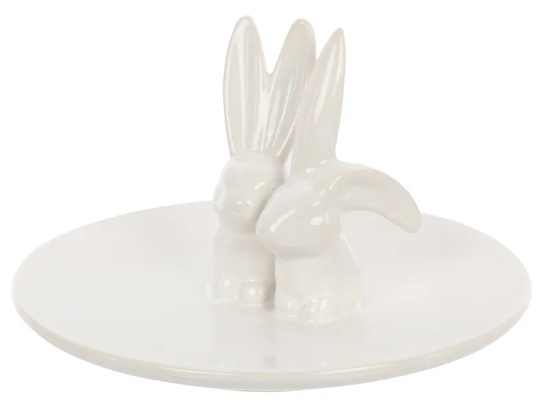 BRW Декоративна тарілка керамічна з Кроликом, білий 076996 фото №2