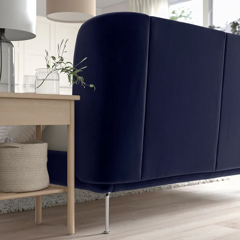 IKEA TUFJORD ТУФЙОРД, каркас ліжка з оббивкою, Tallmyra black blue/Lönset, 140x200 см 595.553.33 фото №4