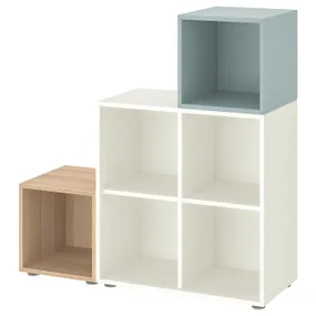 IKEA EKET ЕКЕТ, комбінація шаф із ніжками, білий / дубовий тонований світло-сіро-блакитний, 105x35x107 см 295.219.00 фото