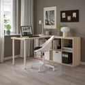 IKEA KALLAX КАЛЛАКС / LINNMON ЛИННМОН, стол, комбинация, белый / дуб, окрашенный в белый цвет, 77x139x147 см 894.816.99 фото thumb №3