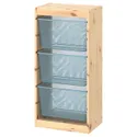 IKEA TROFAST ТРУФАСТ, комбинация д/хранения+контейнеры, Светлая сосна, окрашенная в белый/серо-голубой цвет, 44x30x91 см 795.332.36 фото thumb №1