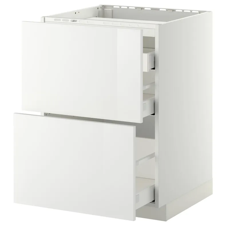 IKEA METOD МЕТОД / MAXIMERA МАКСИМЕРА, напольн шкаф / 2 фронт пнл / 3 ящика, белый / Рингхульт белый, 60x60 см 690.271.58 фото №1
