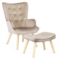 Крісло м'яке оксамитове з підставкою для ніг MEBEL ELITE LOZANO Velvet, Бежевий фото thumb №1