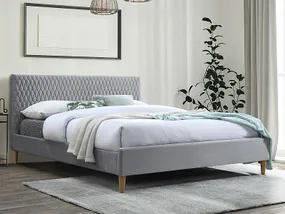 Кровать полуторная бархатная SIGNAL AZURRO Velvet, Bluvel 03 - светло-серый, 140x200 см фото